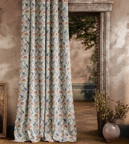 Winter Garden Fabric by Zoffany Indigo/Red