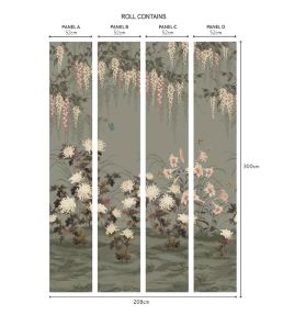 Wisteria Bloom Mural by 1838 Wallcoverings Dark Sage