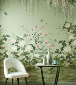 Wisteria Bloom Mural by 1838 Wallcoverings Pistachio