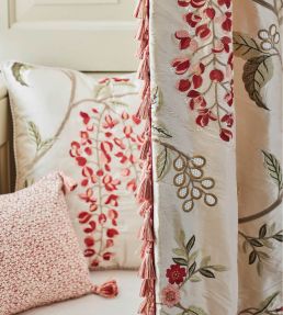 Wisteria Vine Silk Fabric by James Hare Cherry Rose