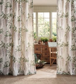 Wisteria Walk Fabric by Nina Campbell White/Green