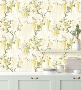 Wisteria Wallpaper by Woodchip & Magnolia Lemon Yellow
