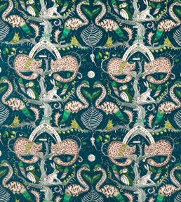 Wonder World Velvet Fabric by Clarke & Clarke Teal