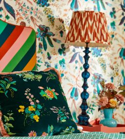 Wonderland Floral Wallpaper by Harlequin Lapis/ Emerald/Carnelian