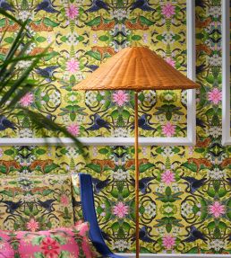 Wonderlust Tea Story Wallpaper by Clarke & Clarke Citron