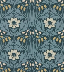 Woodbell & Anemone Wallpaper by Morris & Co Indigo