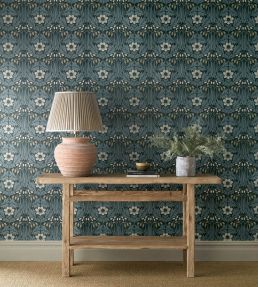 Woodbell & Anemone Wallpaper by Morris & Co Indigo