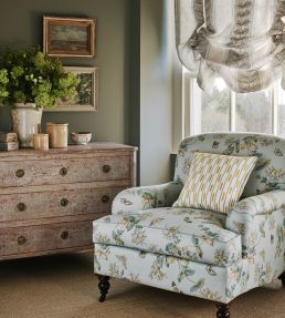 Woodcote Stripe Fabric by Colefax and Fowler Blue/Beige
