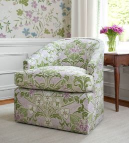Woodford Fabric by Thibaut Lilac and Green