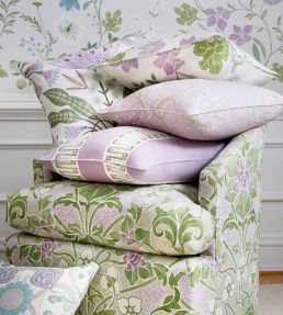 Woodford Fabric by Thibaut Lilac and Green