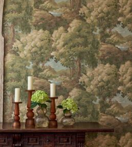 Woodland Clearing Wallpaper by Thibaut Spa Blue