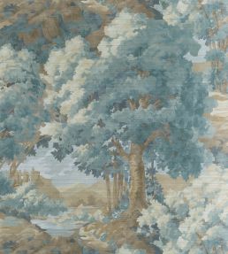 Woodland Clearing Wallpaper by Thibaut Spa Blue