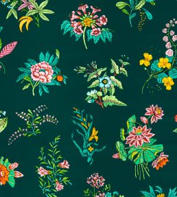 Woodland Floral Velvet Fabric by Harlequin Jade/Malachite/Rose Quartz