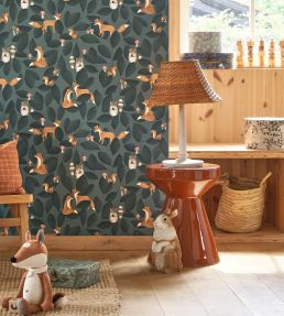 Woodland Friends Wallpaper by Casadeco Vert Amande