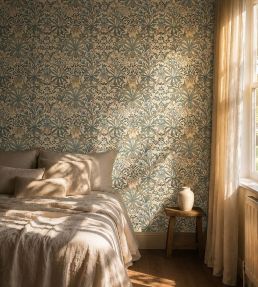 Woodland Weeds Wallpaper by Morris & Co Bayleaf/Wheat