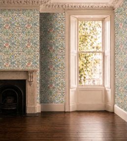 Woodland Weeds Wallpaper by Morris & Co Rose/Weld