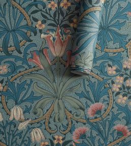 Woodland Weeds Wallpaper by Morris & Co Rose/Woad