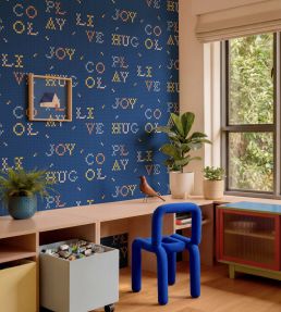 Wordplay Wallpaper by Coordonne Indigo