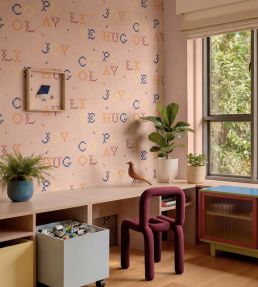 Wordplay Wallpaper by Coordonne Peach
