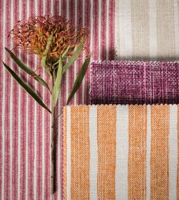 Poulton Stripe Fabric by Fermoie Burgandy