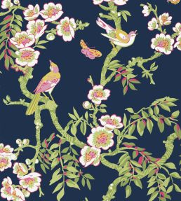 Yukio Wallpaper by Thibaut Navy and Pink
