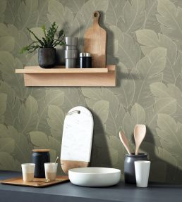 Yuto Wallpaper by Casadeco Vert Feuille