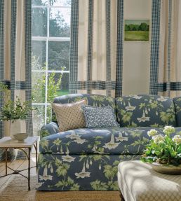 Yvette Fabric by Colefax and Fowler Ivory/Aqua