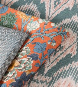 Zaraband Texture Fabric by GP & J Baker Teal/Spice