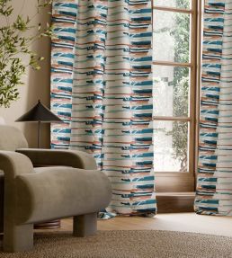 Zeal II Fabric by Harlequin Atlantic/Rosewood/Denim