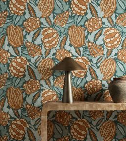 Zenith Wallpaper by Harlequin Terracotta/Azul