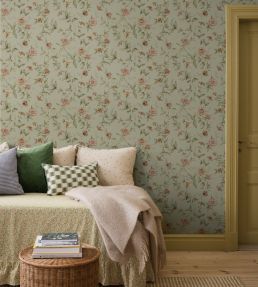 Zinnia Wallpaper by Borastapeter Soft Green