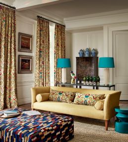 Cosmati Embroidery Fabric by Zoffany Ink/Tigers Eye