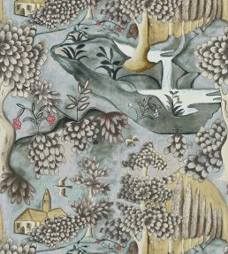 Verdure Fabric by Zoffany Lead Blue