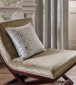 Maze Coral Fabric by Zoffany Platinum White