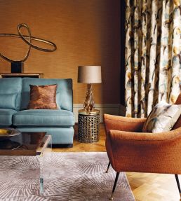 Water Iris Fabric by Zoffany Peacock/Copper
