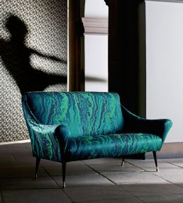 Serpentine Fabric by Zoffany Blue Malachite