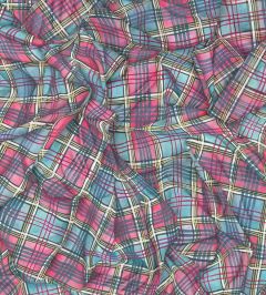 Draped Tartan Mural by Cole & Son Cyan & Magenta