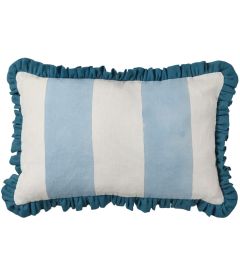 Frill Wide Stripe Cushion 60 x 40cm by Molly Mahon Blue