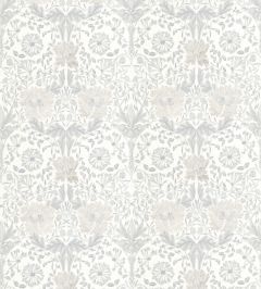 Pure Honeysuckle & Tulip Embroidery Fabric by Morris & Co Lightish Grey