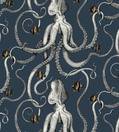 Octopoda Wallpaper by Josephine Munsey Deep Sea Blue
