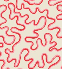 Rainforest Squiggle Mural by Cole & Son Crimson & Lipstick on Parchment