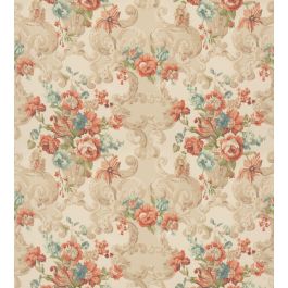 Floral Rococo Cotton Fabric in Red/Green by Mulberry Home