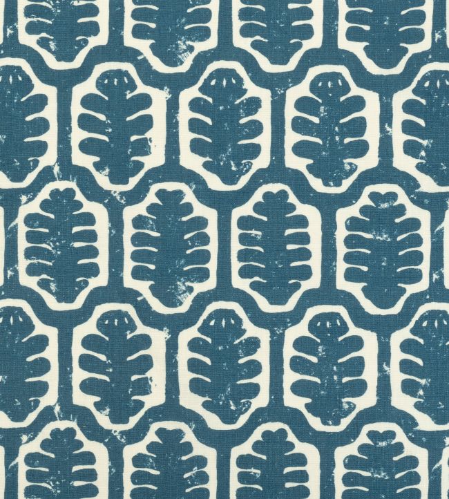 Adinkra Fabric by Volga Linen Prussian Blue/Oyster