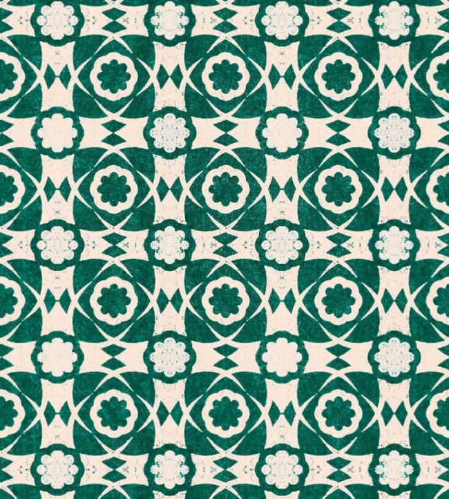 Aegean Tiles Wallpaper by MINDTHEGAP Ultramarine Green