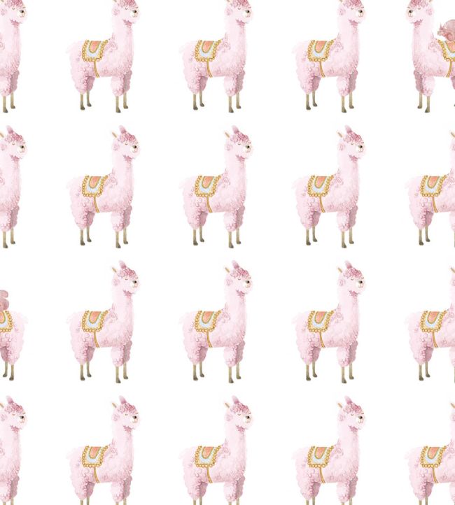 Alpaca Rebel Wallpaper by Rebel Walls Pink