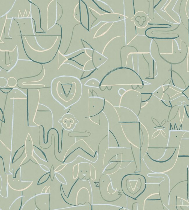 Animalia Wallpaper by Coordonne Emerald