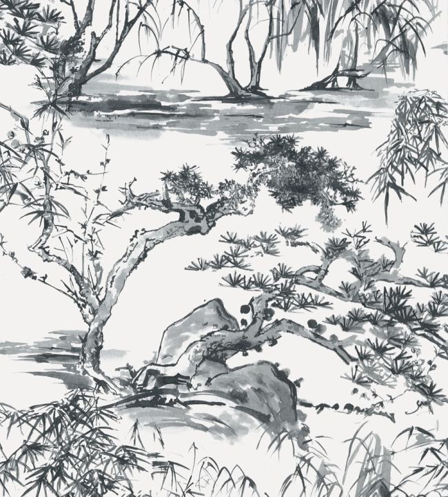 Kyoto Wallpaper by Anna French Black