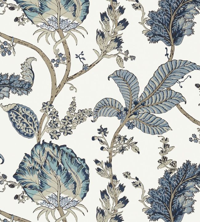 Kalamkari Vine Wallpaper by Anna French Blue and White