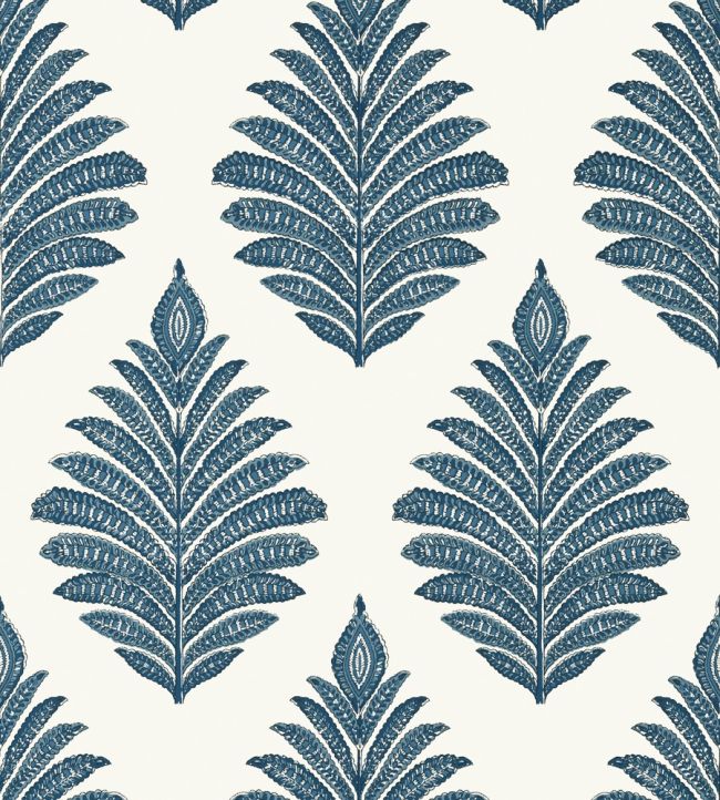 Palampore Leaf Wallpaper by Anna French Blue and White