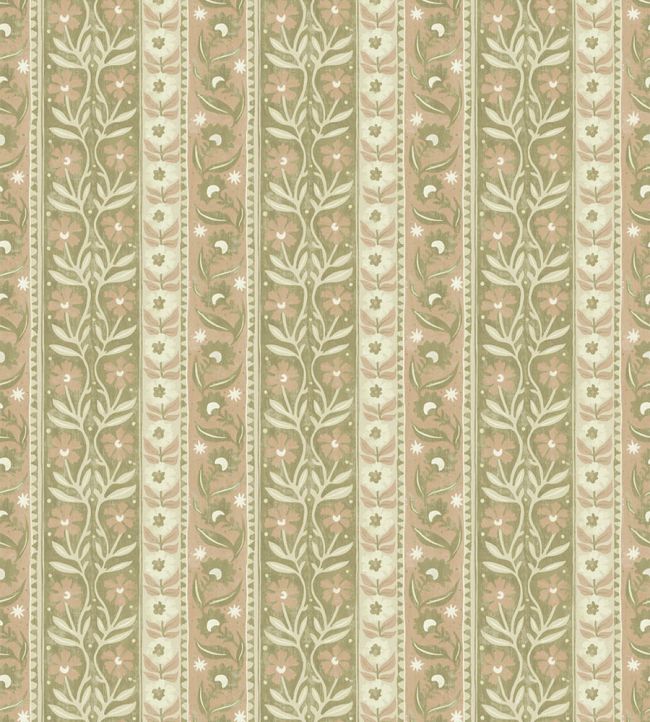 Arber Stripe Wallpaper by Josephine Munsey Pink and Olive